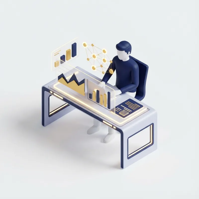 Ilustración tecnológica de gestión empresarial